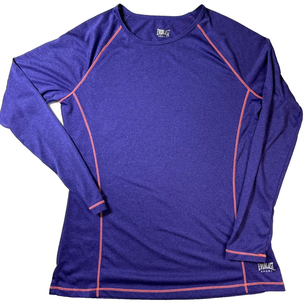 Everlast Sport Shirt Womens Large Purple Lightweight Raglan Long Sleeve Athletic